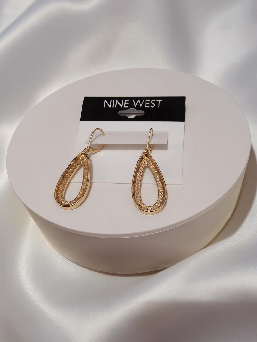 Nine West Gold Teardrop Open Dangle Earrings